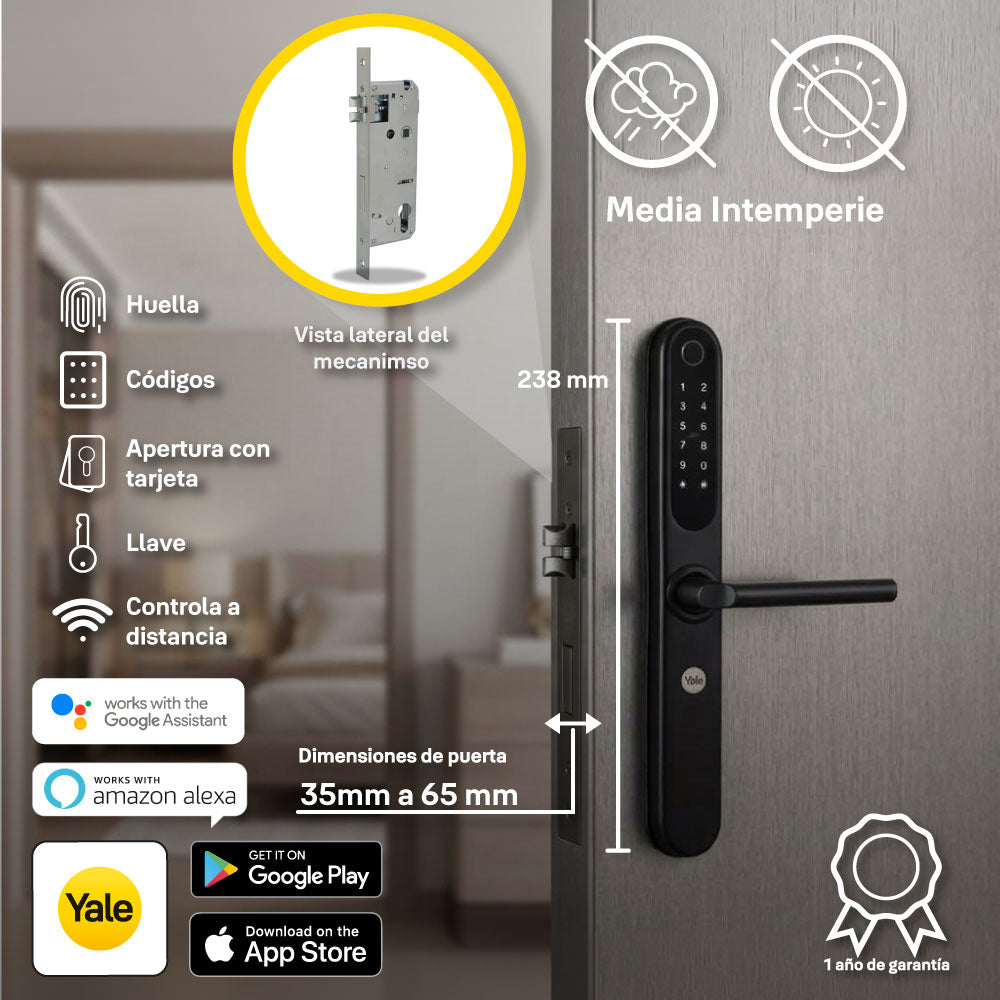 Cerradura YSD100 con Wi-Fi integrado para perfil de aluminio, hub incluido