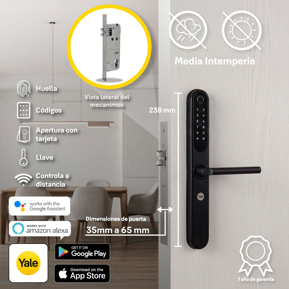 Cerradura YSD100 con Wi-Fi integrado para puerta de madera, hub incluido