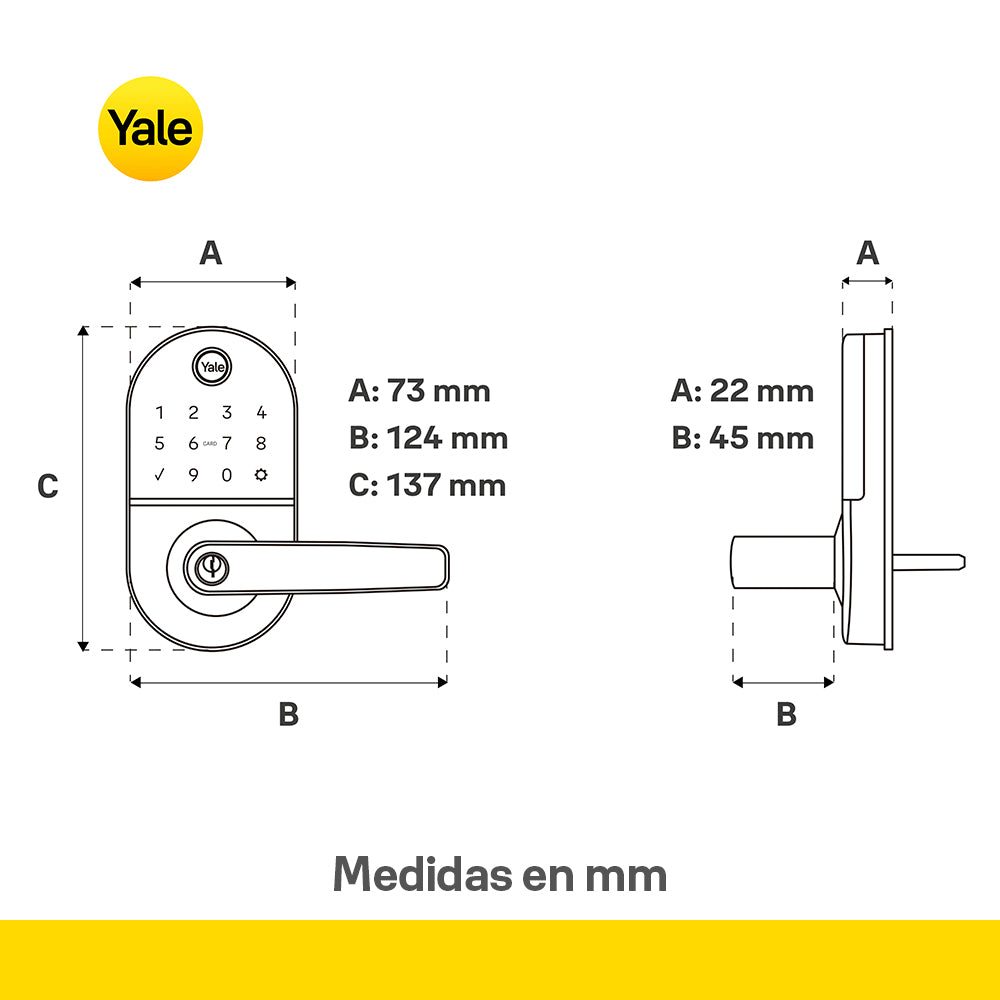 Cerradura (cerrojo) Compact con manija y Wi-Fi integrado, hub incluido