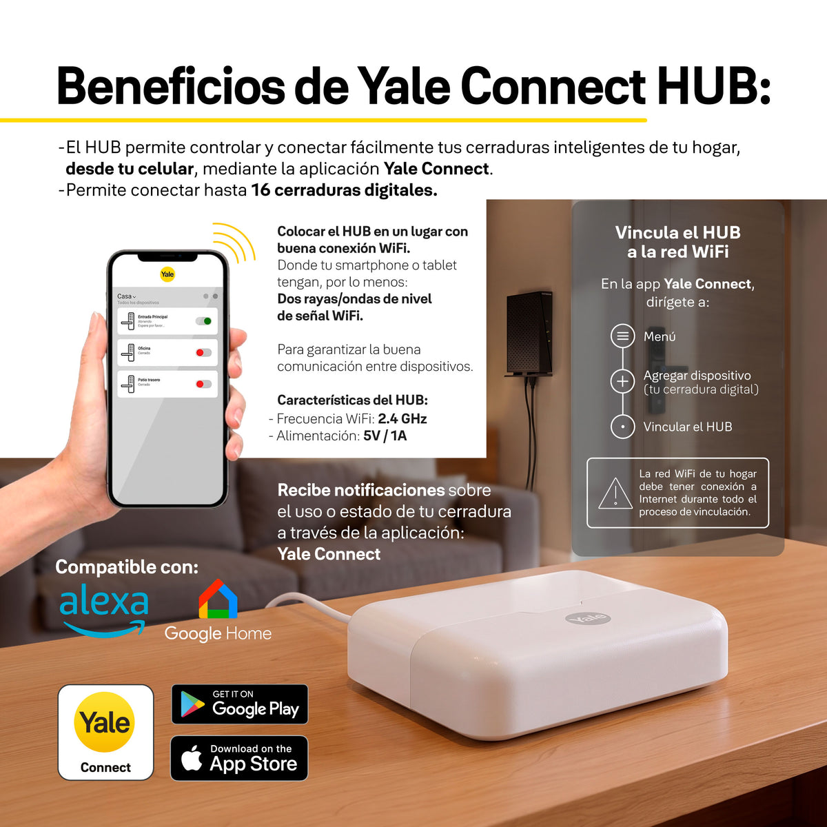 Yale Connect Hub para cerraduras con módulo Zigbee