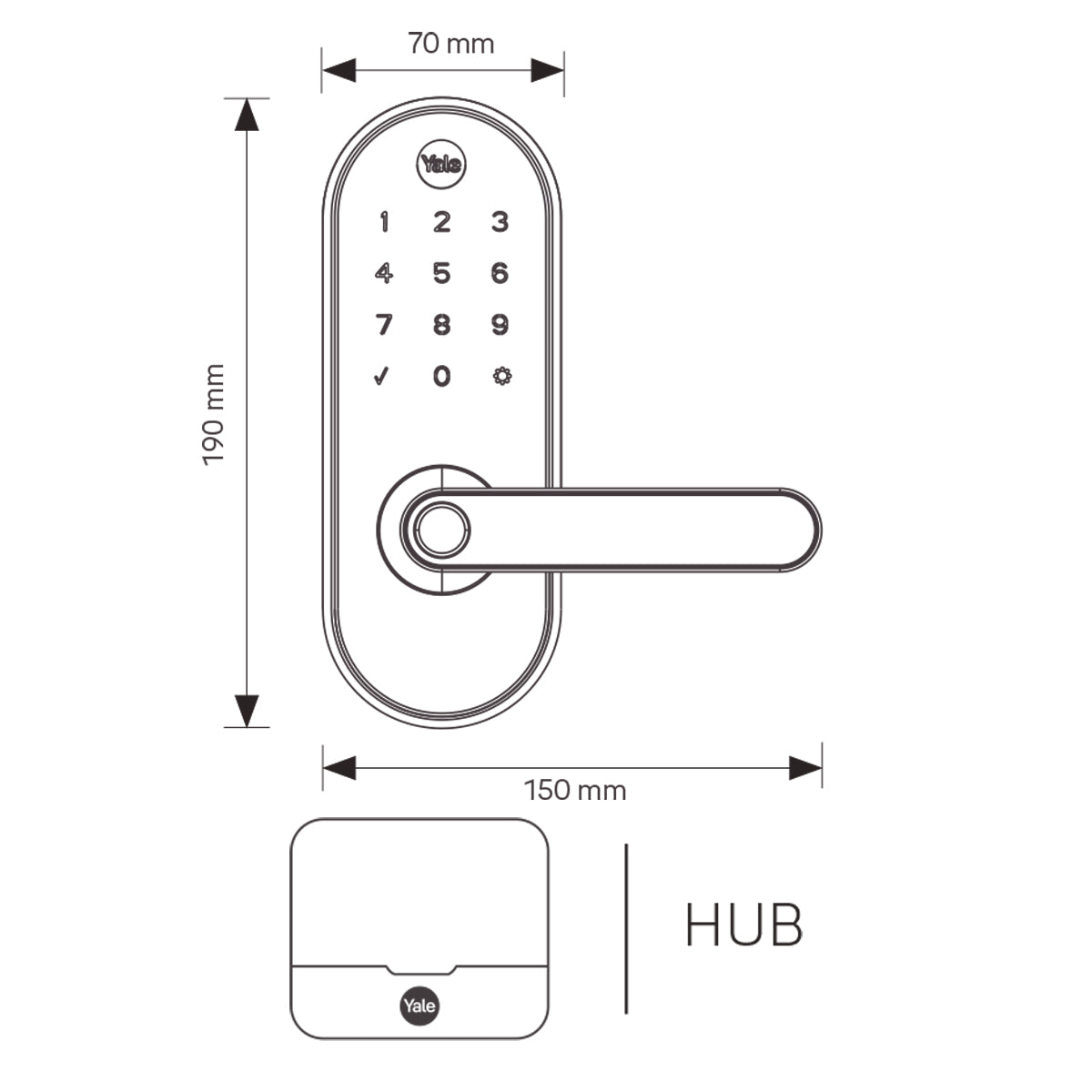 Cerradura digital YMC420 negro con hub para exteriores.