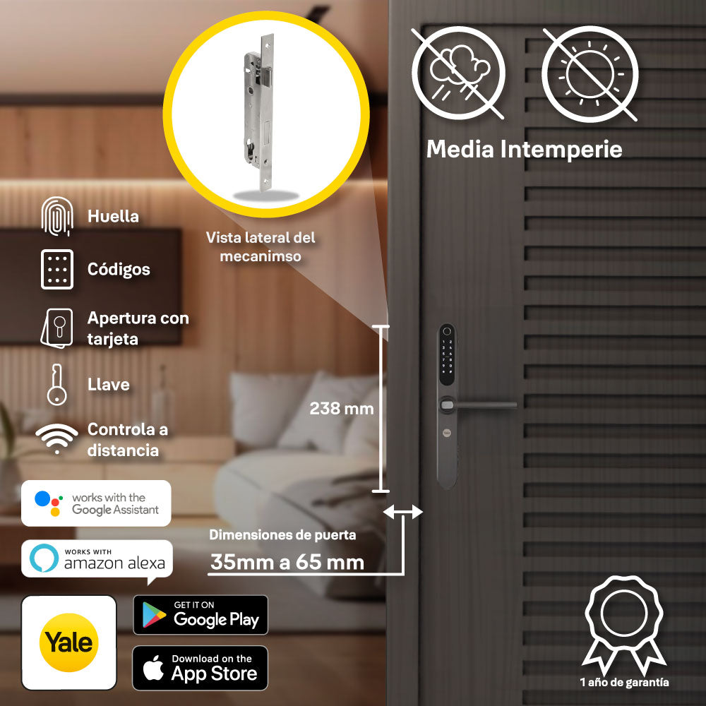 Cerradura YSD100 con Wi-Fi integrado para perfil de aluminio, hub incluido