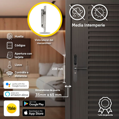 Cerradura YSD100 con Wi-Fi integrado para perfil de aluminio, hub incluido
