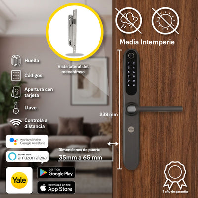 Cerradura YSD100 con Wi-Fi integrado para puerta de madera, hub incluido