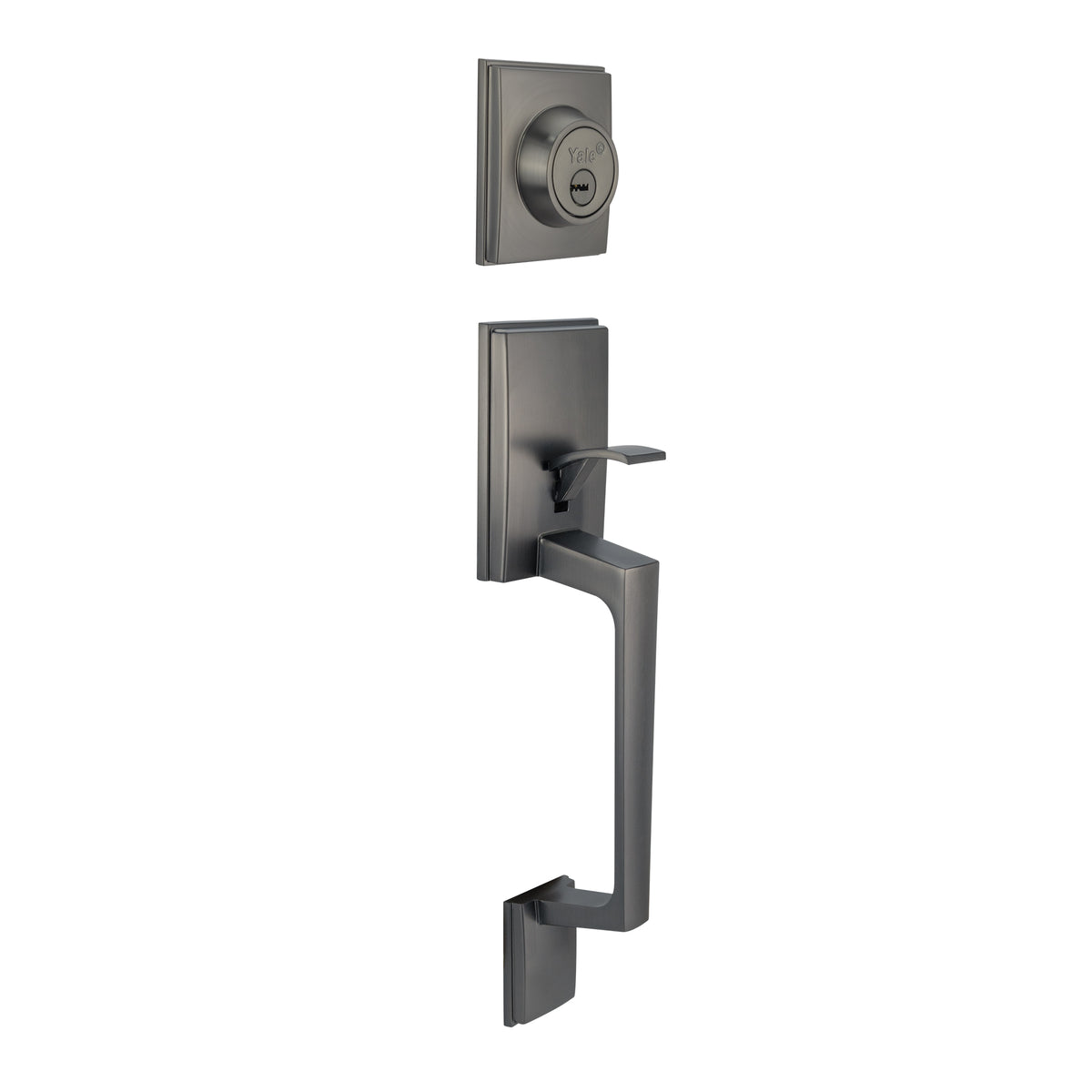 Yale Cerradura Gatillo San Cristóbal Mitla GunMetal | Llave-Mariposa | Cerrojo Antisegueta 1" | Cilindro Latón 5 Pernos