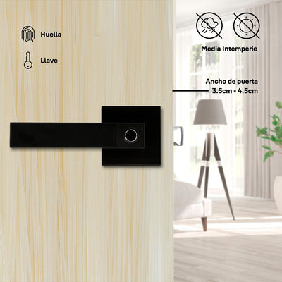 Manija Yale Castelli biométrica sin Wi-Fi con huella y llave, acabado negro