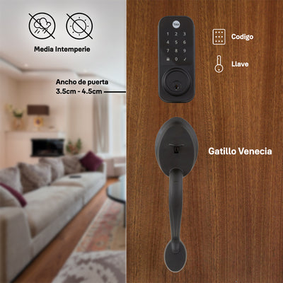 Cerradura Yale YDD120 sin Wi-Fi con gatillo Venecia, acabado negro