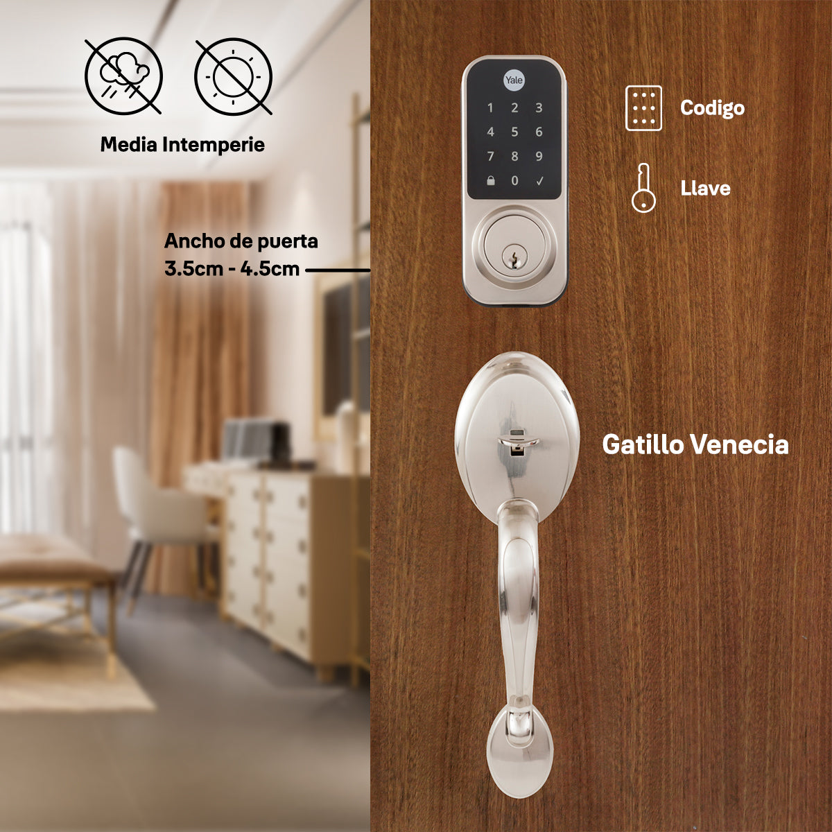 Cerradura Yale YDD120 sin Wi-Fi con gatillo Venecia