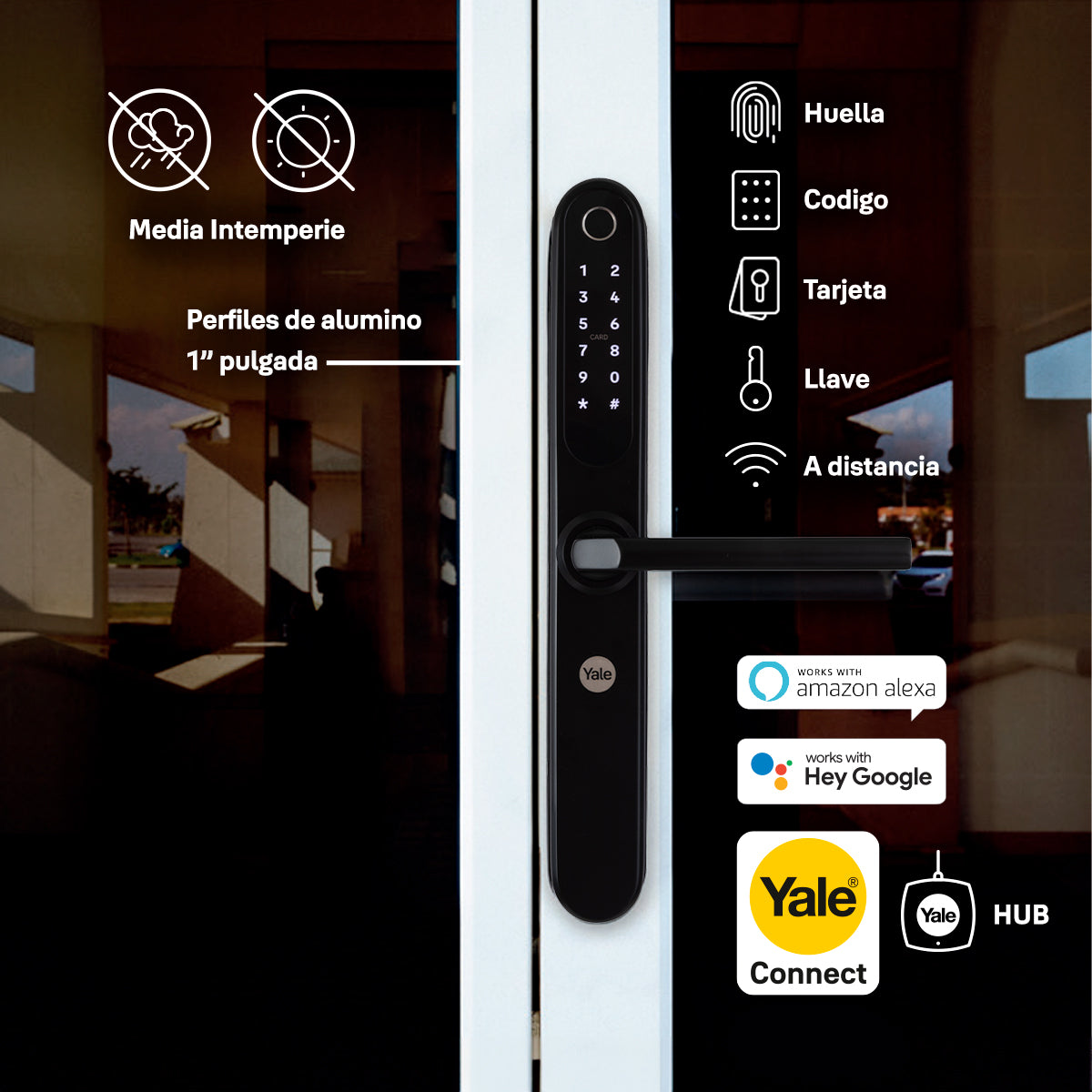 Cerradura Eléctrica Digital Yale YSD100 con Hub y módulo incluídos.