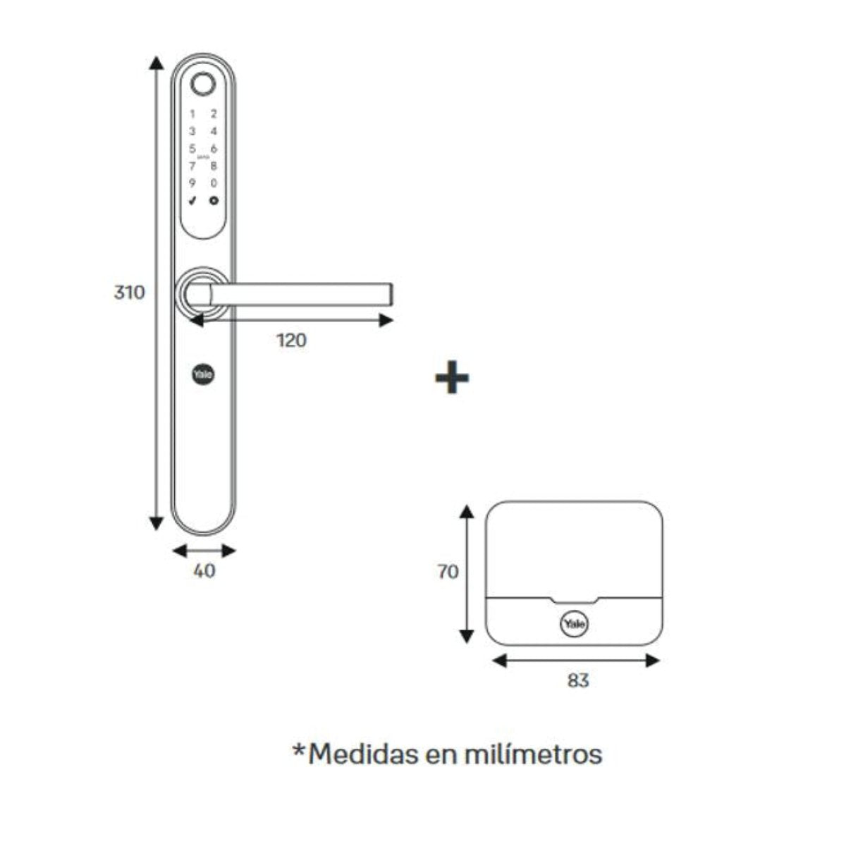 Cerradura Digital YSD100 para puertas de madera 5085 Negro, con hub incluido.